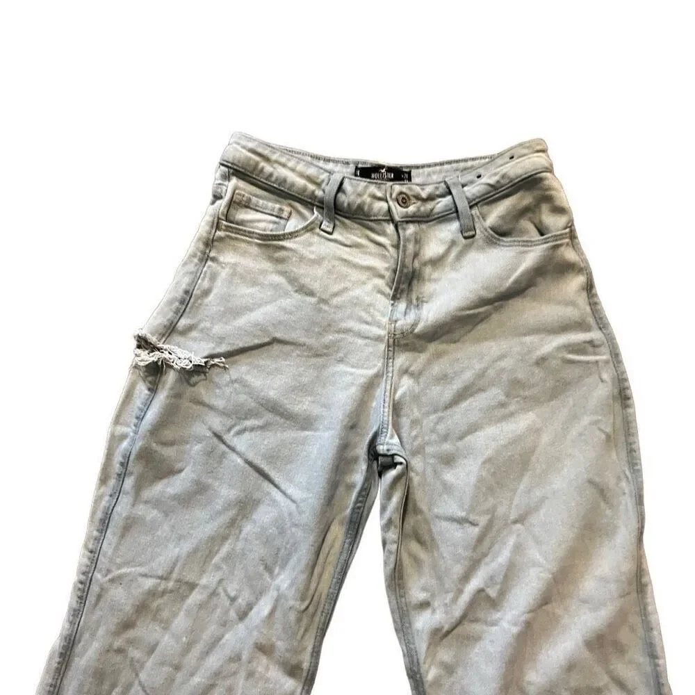 Hollister high rise baggy vintage stretch wide leg jeans size 28